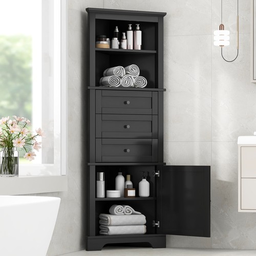 Tall corner cabinet - cabinet, black