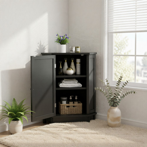Black triangle corner bathroom - black,