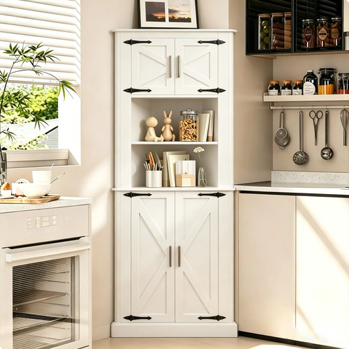 White farmhouse tall corner - white,