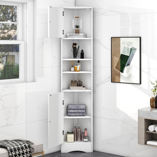 Tall white corner - corner, bathroom