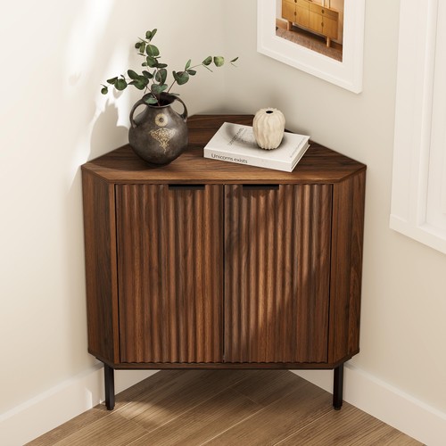 Fluted corner cabinet doors - cabinet,
